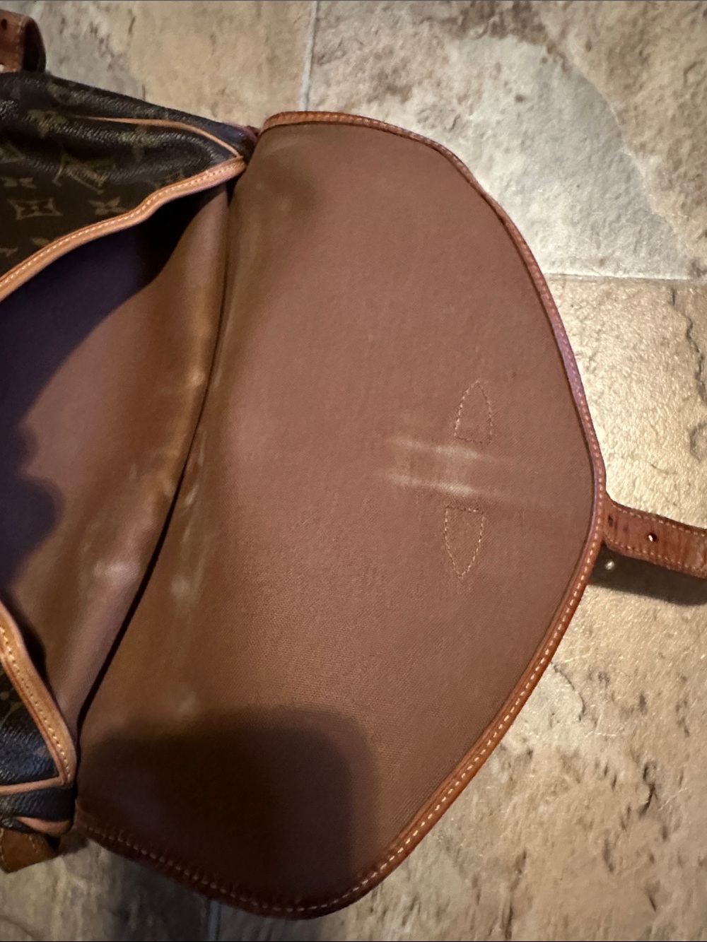 Louis Vuitton Saumur Monogram Crossbody in Dark Brown and Tan - Picture 11 of 16